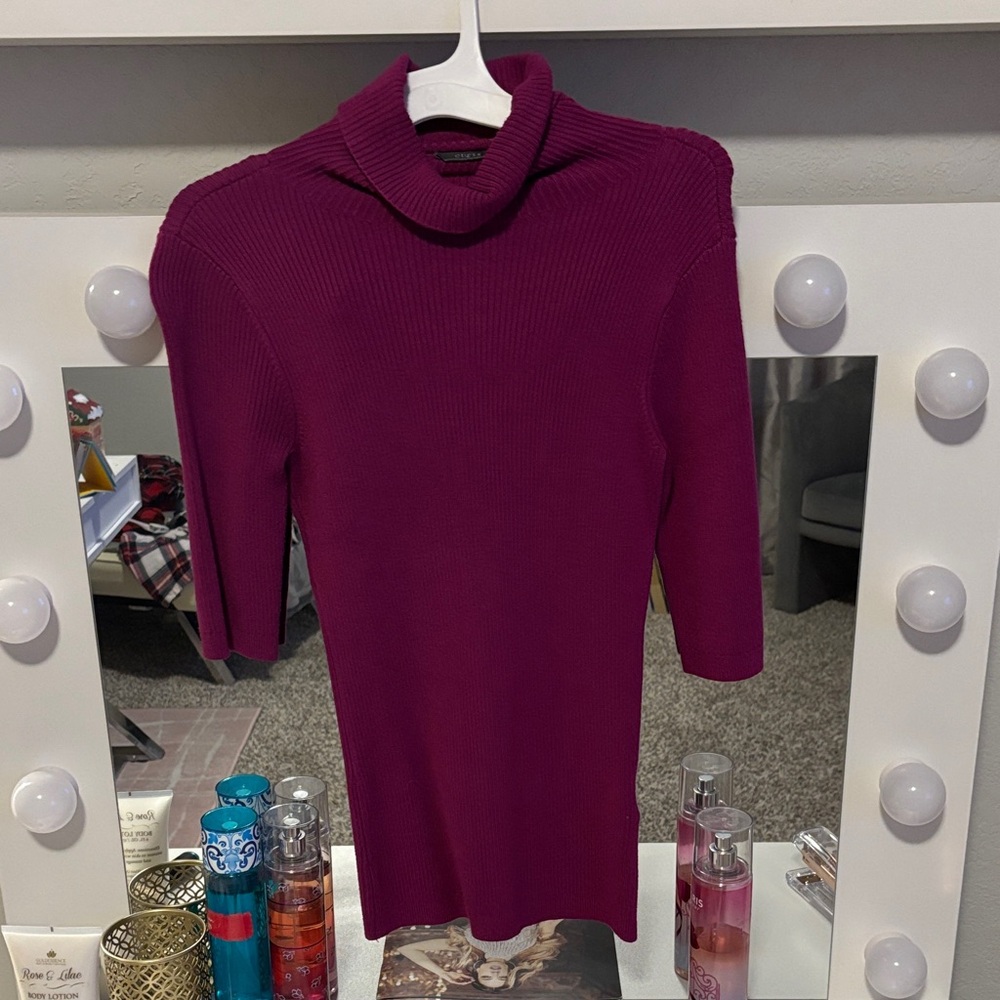 Guess Women's Rich Purple Cowl Neck Sweater